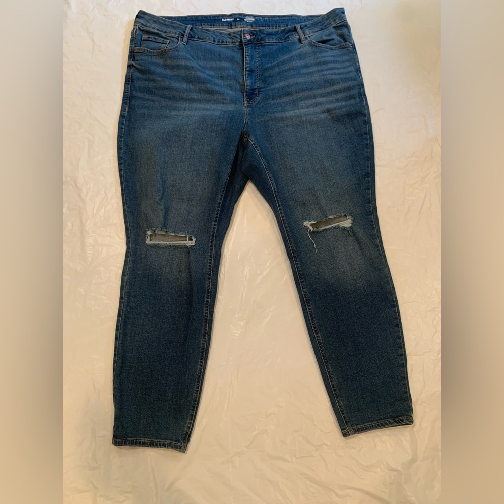 Old Navy High Rise Rock Star Supper Skinny Women's Med Wash Distressed Jeans 24